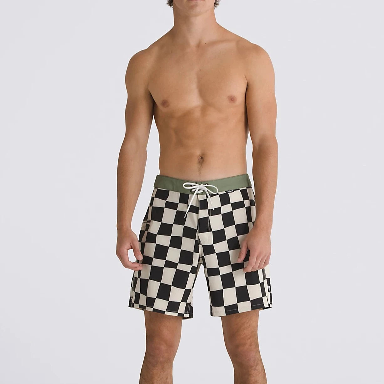 comfortable surf socks for long paddling-Vans Daily Check Boardshorts - Oatmeal Black