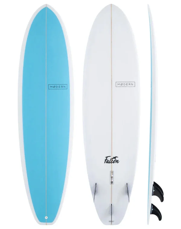 surfboards with extra volume for beginners-Modern 7'6" Falcon Electric Blue