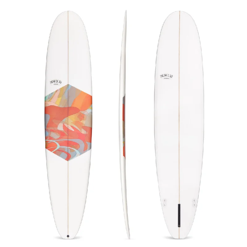 surfboards with superior wave catching efficiency-8'6" Ultimate Longboard Surfboard with Abstract Inlay (Poly)