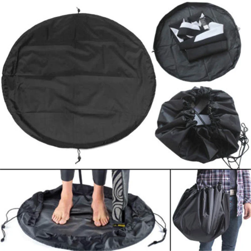 50cm Black Nylon Waterproof Wetsuit Changing Mat Bag Surfing Stand-on Changing Mat Wetsuit Bag Swimming Accessories