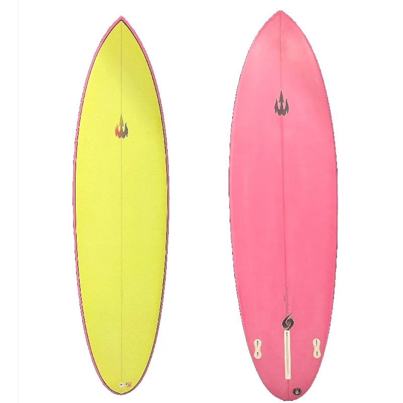 longboard surfboards for cruising-WBZ 6'4" Amigo Yellow/Pink Surfboard