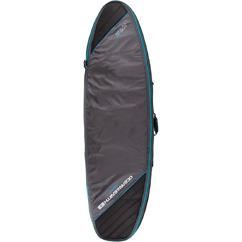 Ocean and Earth - Double Compact Shortboard Cover 6'8" - Black/Blue