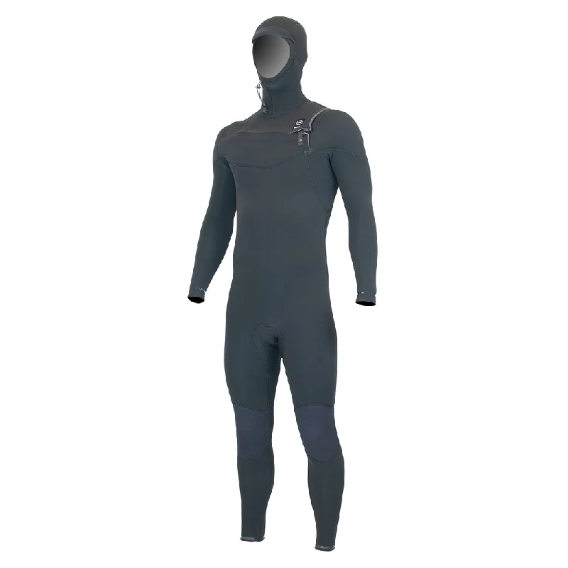 Alder Evo Fire Mens 6/4mm Chest Zip Hooded Wetsuit - Black