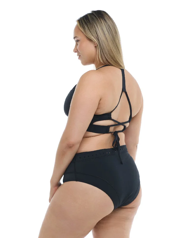 wetsuits for warmer water conditions-Constellation Marlee Plus Size High-Waist Bikini Bottom  - Black