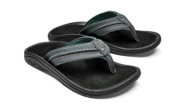 Olukai Hokua Mens Sandals - Dark Shadow Black