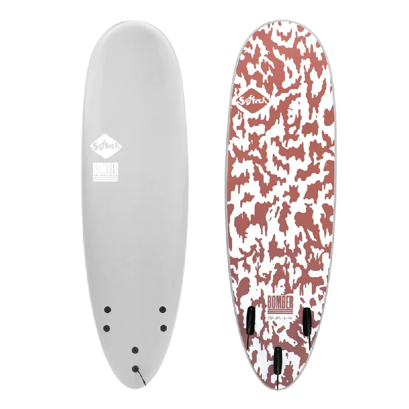 short surfboards for advanced surfers-SOFTECH BOMBER FCSII 6'10" GREY/DUSTY RED 2022