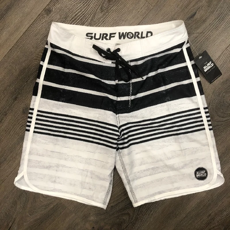 lightweight surfboard shirts-Surf World Lighthouse Boardshort -The Surf World Collection - Black White