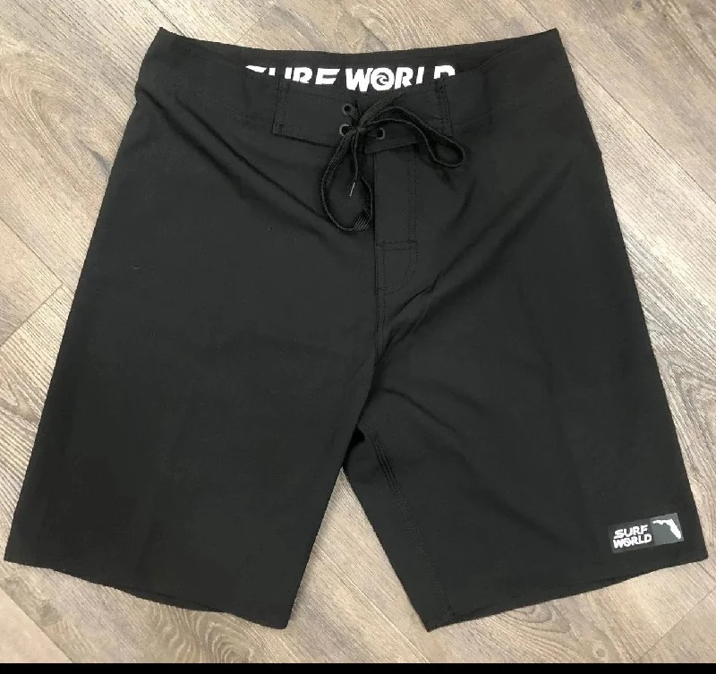 best surf clothing for women-Surf World Collection All Blackout FL Boardshorts - All Black - Florida