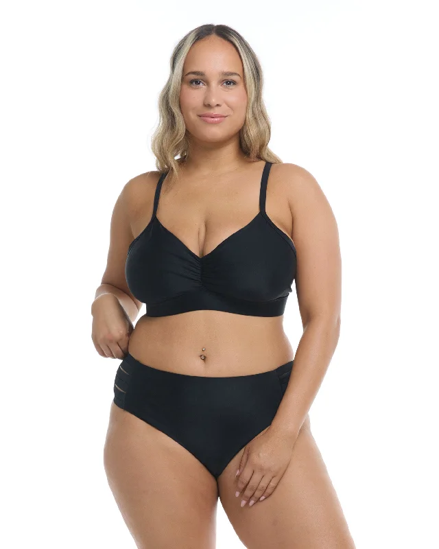 breathable surf clothes for hot weather-Smoothies Drew Plus Size Bikini Top -  Black