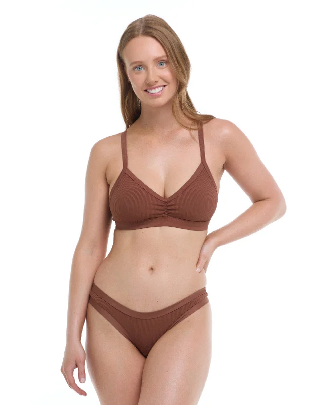 surf shoes for all-day wear-Ibiza Drew D-F Cup Bikini Top - Brown