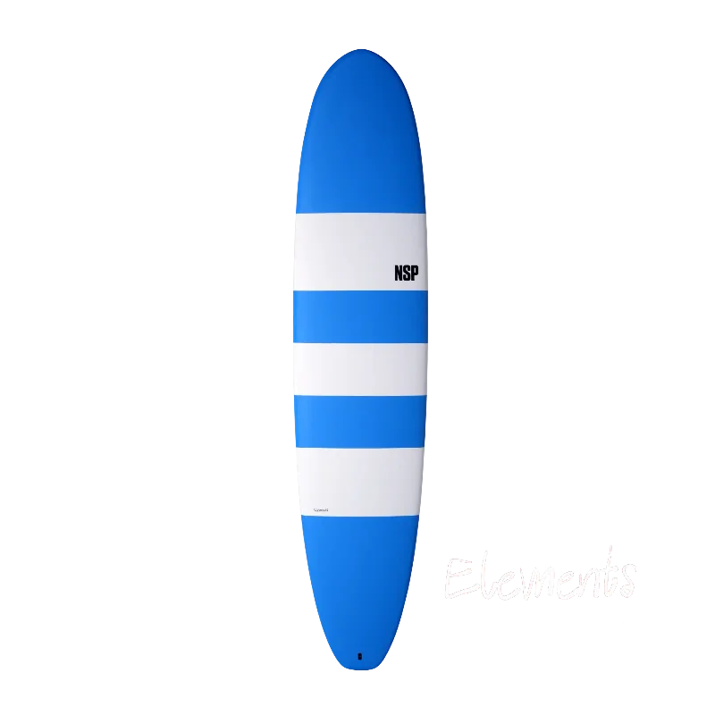 surfboards with wide tails for power-NSP Surfboards - 8'6" Elements HDT Longboard - Blue Stripes FTU