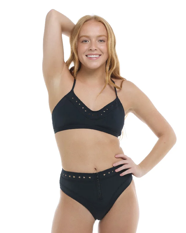 surf jackets for wind protection-Constellation Ruth Fixed Triangle Swim Top - Black