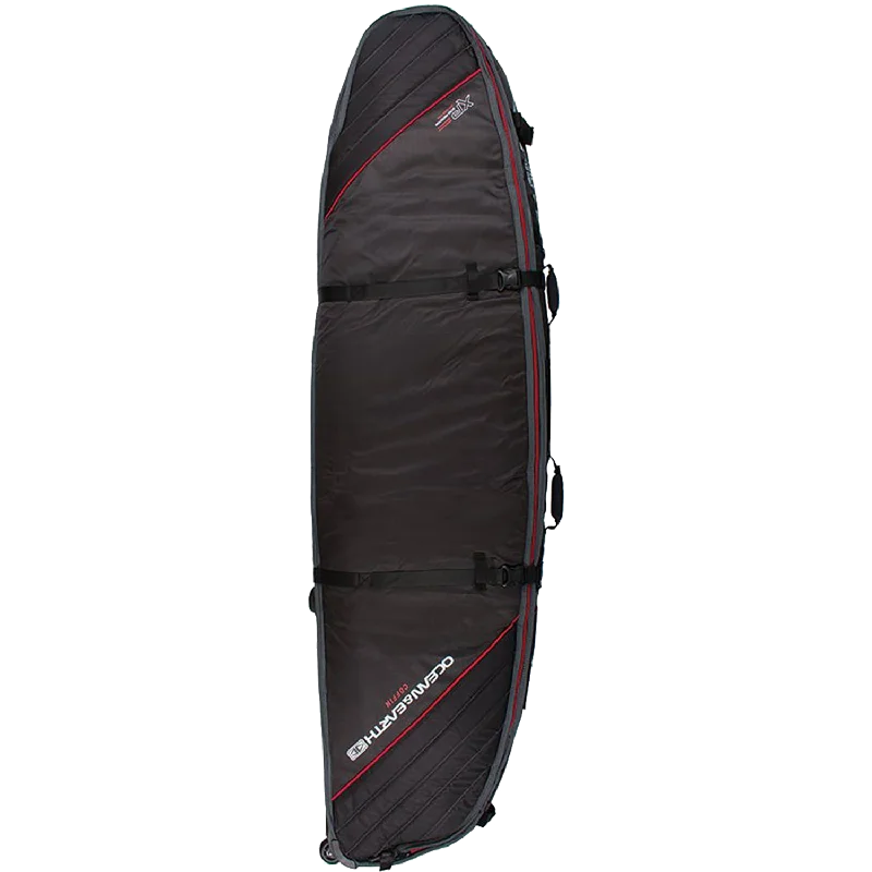 Ocean and Earth - Triple Wheel Shortboard Cover 6'6" Black/Red/Grey