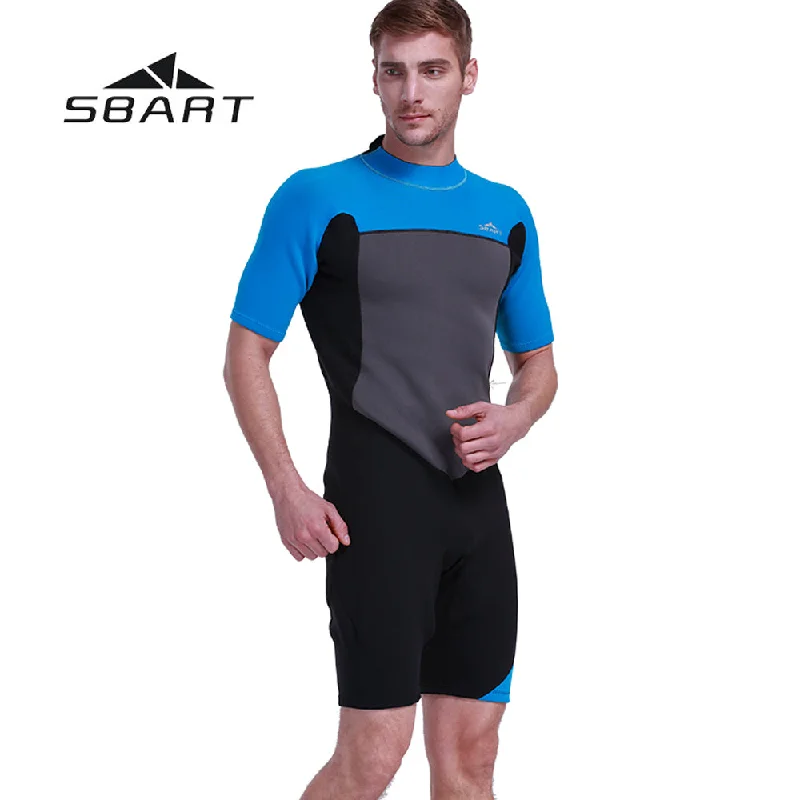 SBART 2mm Neoprene Men Diving One-Piece Suit Kite Surfing Shorty Wetsuit Swimming Snorkeling Windsurfing Swimwear Jumpsuit