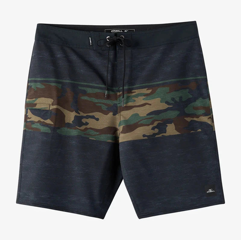 durable surfwear for long sessions-O'Neill Hyperfreak Heat Block 19" Boardshorts - Black OG Camo