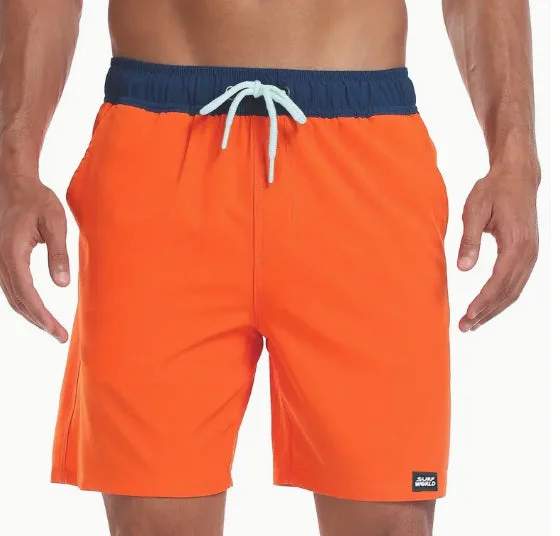 surf shoes for boardwalking-Surf World Elastic Solid Swim / Surf Shorts - Orange Navy