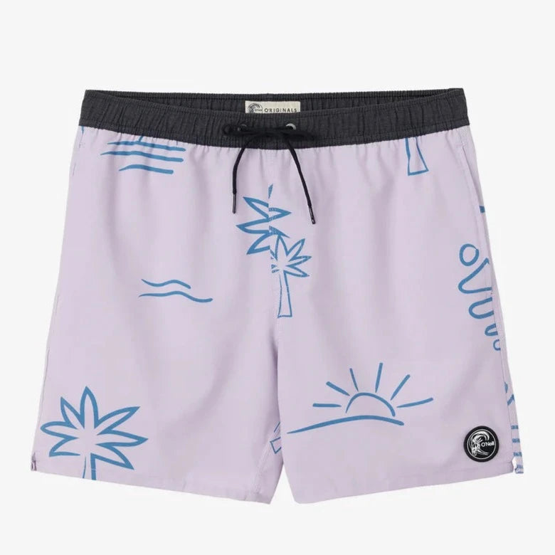 stylish surf hoodies for cooler weather-O'Neill OG Print Volley Shorts 16" - Purple Iris