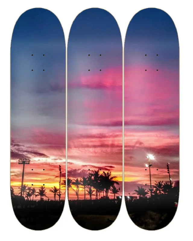 breathable surf clothes for hot weather-Skateboard Wall Art (Sunset)