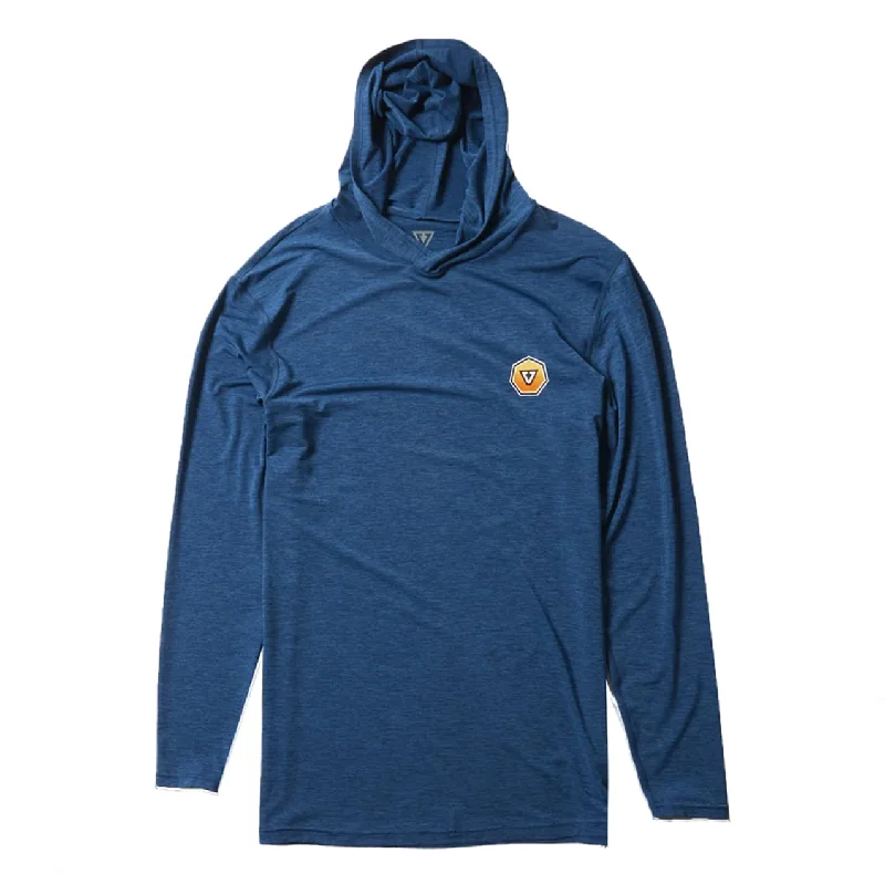 VISSLA TWISTED ECO HOODED LYCRA UV TEE - NAVAL HEATHER