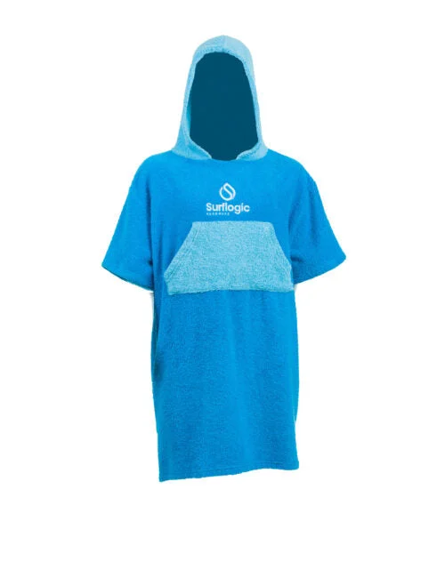 women’s surf swimwear for style and comfort-Surflogic Turquoise & Cyan Blue Hooded Towel Surf Poncho (Jr Size)