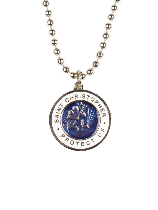 surf clothes for versatile use-Jack's St. Christopher Necklace - Navy/ White