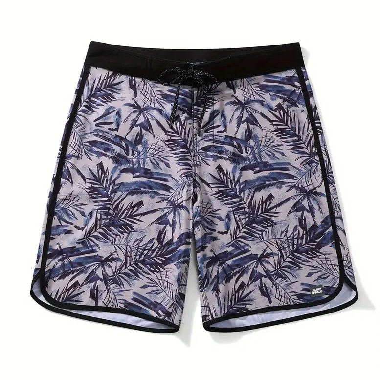 surf dresses for casual beach wear-Surf World Painted Palms 19" Boardshorts -  Black Mauve Blue