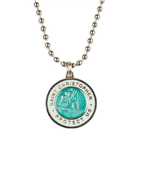 high-quality surf clothing brands-St. Christopher Necklace - Turquoise/ Sky Blue