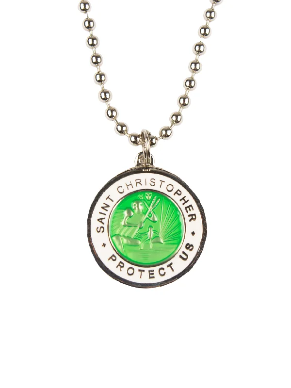 women’s surf swimwear for style and comfort-St. Christopher Necklace - Green/ White