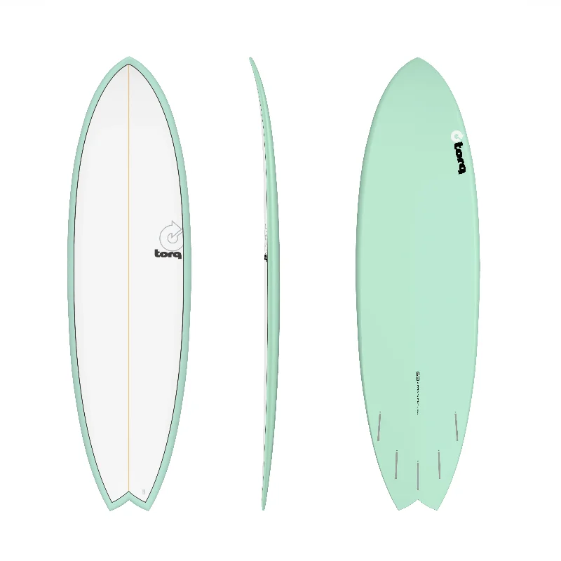 beginner-friendly surfboards-TORQ MOD FISH 6'6" SEA GREEN/PINLINE