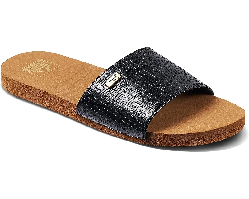 Reef Bliss Nights Slide Womens Sandal - Black / Tan