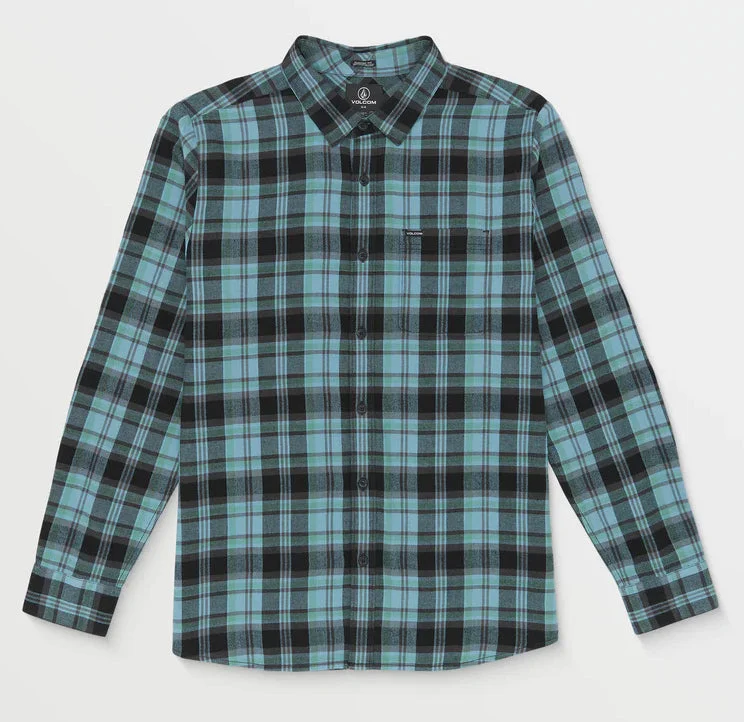 surfboards with lightweight construction-Volcom Caden Plaid L/S Blue Rinse