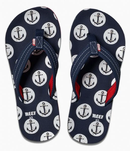 Reef Ahi Kids's Anchors Sandals - Navy