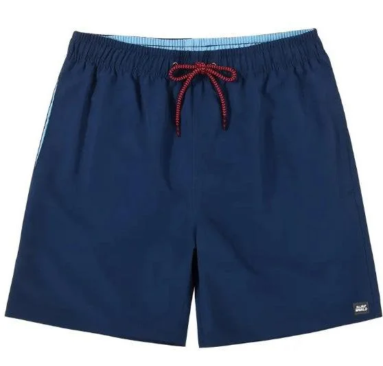 affordable surf gear for beginners-Surf World Elastic Navy Blue Volley Shorts - Navy