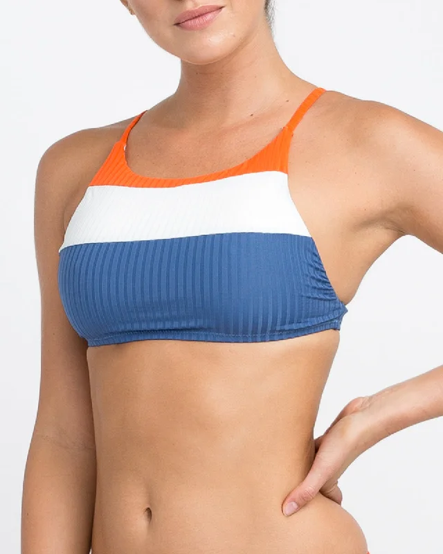 stylish surf shorts for women-RVCA July Color Blocked Bikini Crop Top - MUL