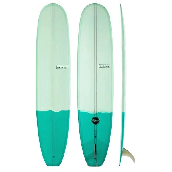 surfboards for heavy wave conditions-MODERN RETRO P.U 9'1" TWO TONE GREEN