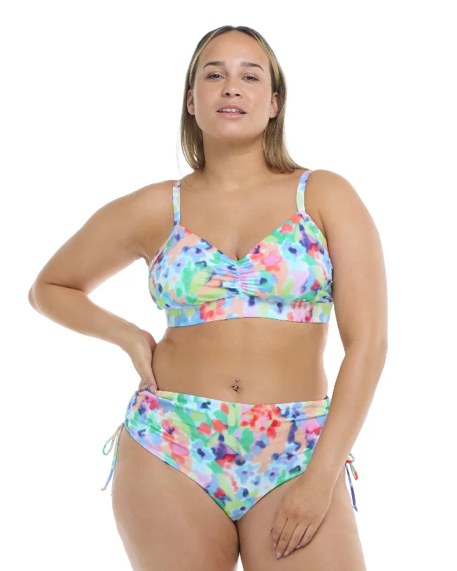 surf rash guards with UV protection-Posy  Drew Plus Size Swim Top - Multi