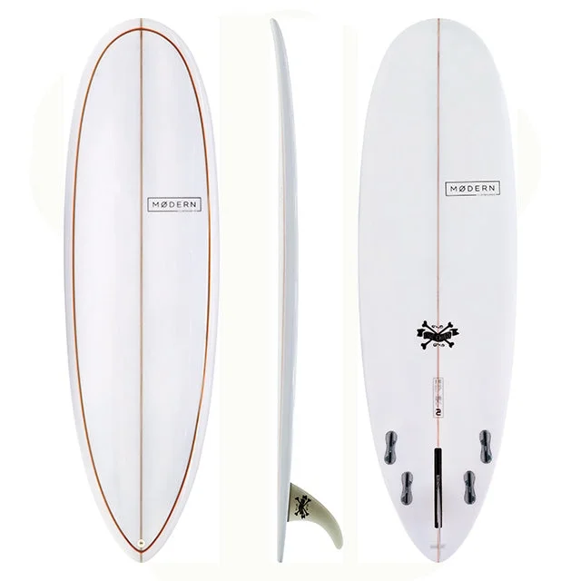 surfboards for maximum maneuverability-MODERN LOVE CHILD 6'4" CLEAR GLOSS,GREY/ORANGE PINLINE