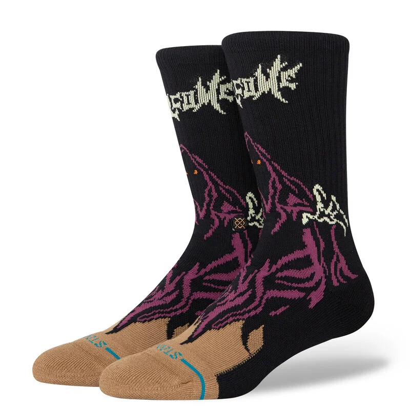 surfboards for relaxed surfing sessions-Stance Welcome Skelly Crew Socks Black