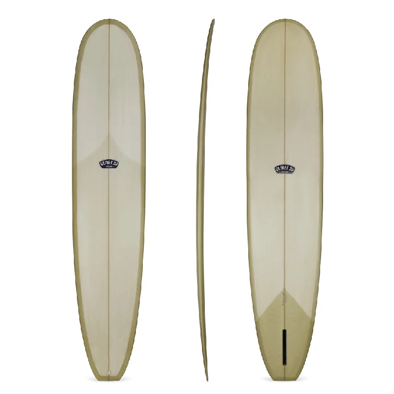 surfboards for tight turns and maneuvers-9'6" Classic Noserider Longboard Surfboard Seaweed Resin Tint (Poly)