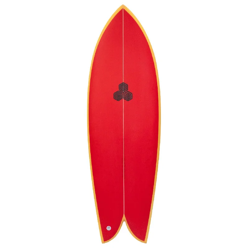 surfboards with quad-fin setup for speed-Channel Islands - Febs Fish 5'11 PU RED / YELLOW Futures