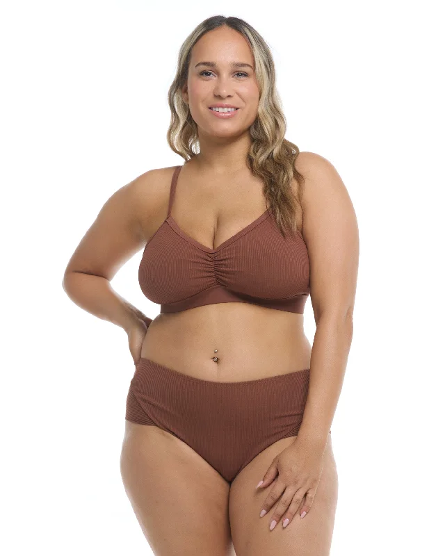 surf tanks for easy movement-Ibiza  Drew Plus Size Swim Top - Brown