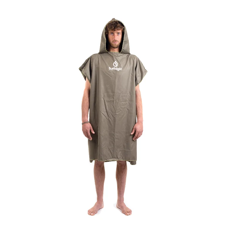 high-quality surf clothing brands-Surflogic Microfibre Surf Poncho - Olive Green