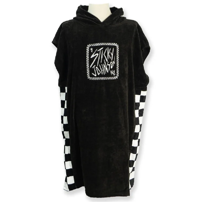 STICKY JOHNSON CHECKER BLACK HOODED TOWEL