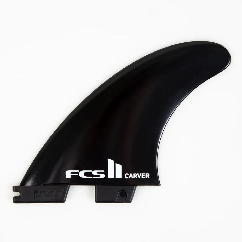 durable surfwear for long sessions-FCS 2 Carver Glass Flex Tri-Fin Set Black L