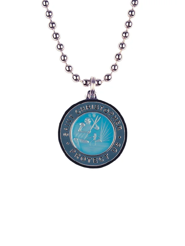 lightweight surf t-shirts for men-St. Christopher Necklace - Light Blue/ Denim