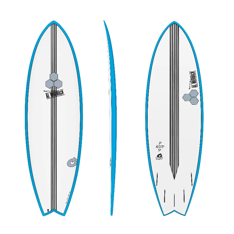 surfboards with soft-top construction-TORQ CHANNEL ISLANDS POD MOD BLUE RAILS 5'10"