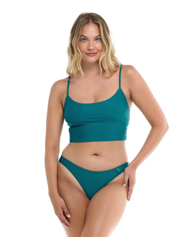 surf tanks for easy movement-Smoothies Norah Swim Crop Top - Kingfisher