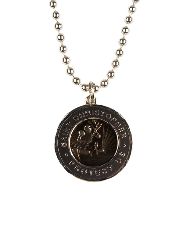 affordable surf gear for beginners-St. Christopher Necklace -  Black/ Charcoal