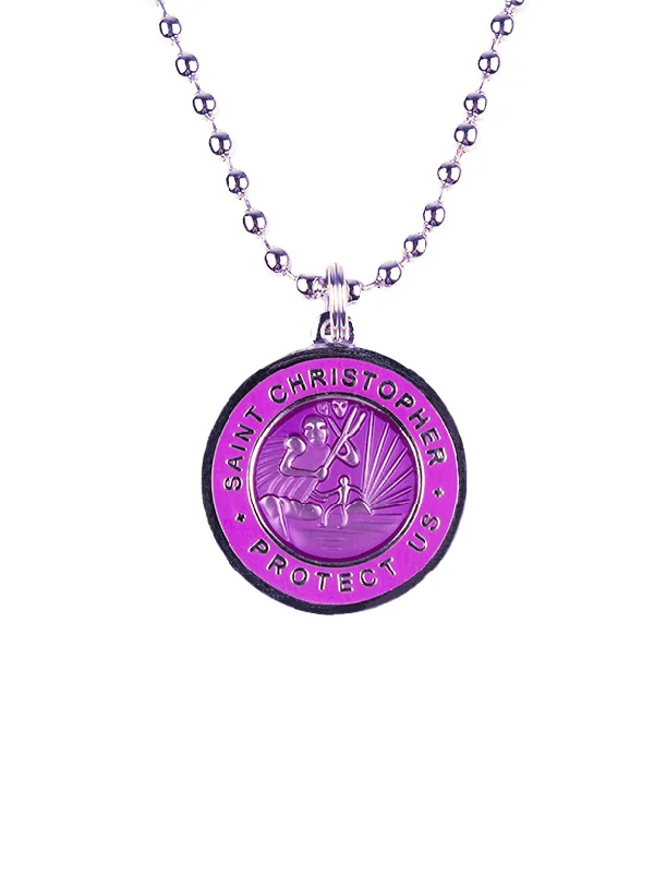 surf clothing for summer beach days-St. Christopher Necklace - Purple