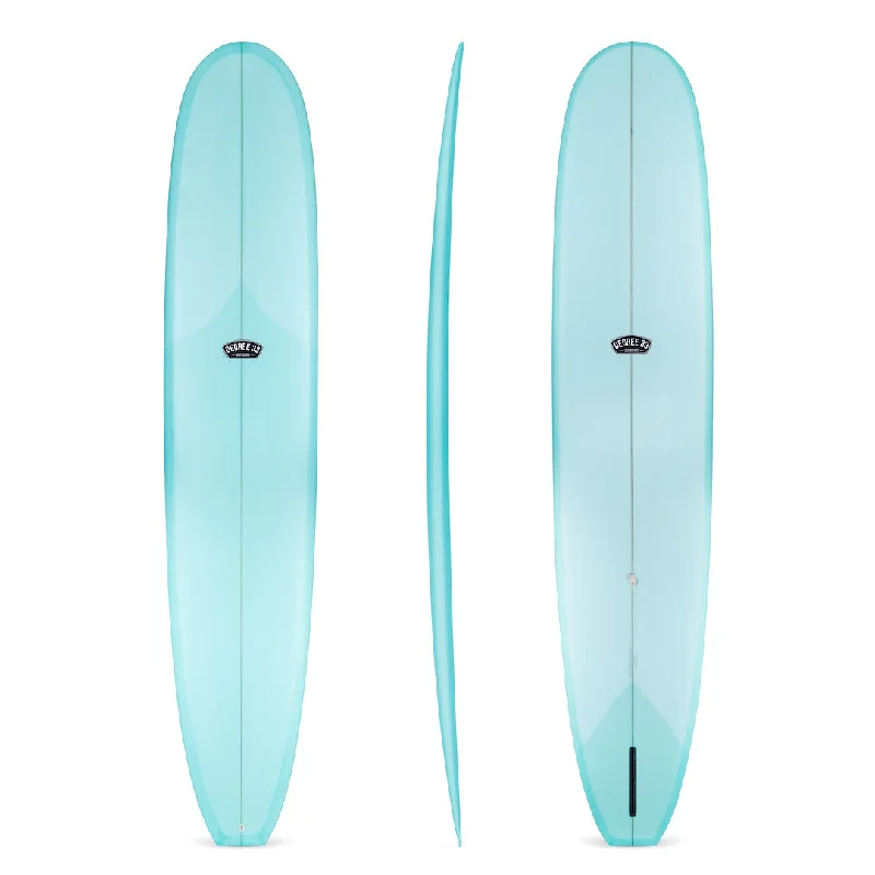 surfboards for easy wave take-offs-9' Classic Noserider Longboard Surfboard Aqua Resin Tint (Poly)